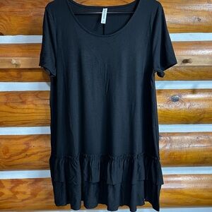 Zenana Premium Black Ruffled Hem Women's Top Xlarge